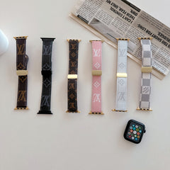 Leather Embossed Metal Buckle Strap